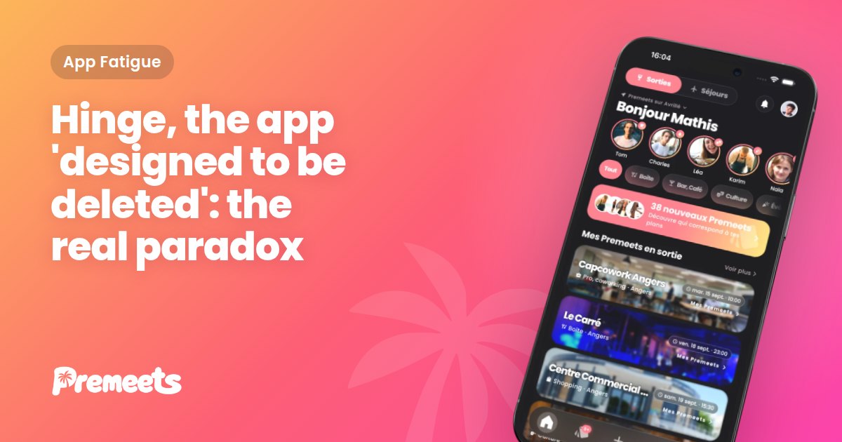 Premeets visual on a purple gradient background showing the article title, with the app displayed on a smartphone.